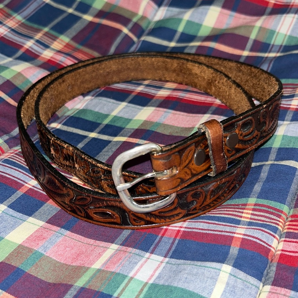 Tooled Leather Belt